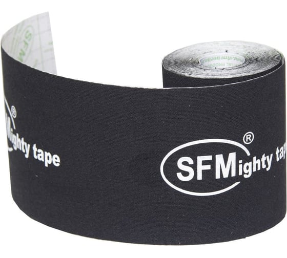 Лента кинезиологическая SFM Plaster на хлопковой основе, 10х500 см, черного цвета, в диспенсере, с логотипом 4036534870051