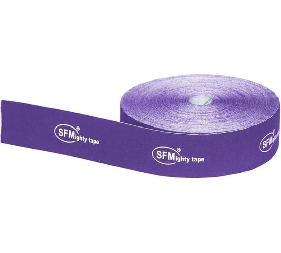 Лента кинезиологическая SFM Plaster на хлопковой основе, 5х3200 см, фиолетового цвета, в диспенсере, с логотипом 4036534850053