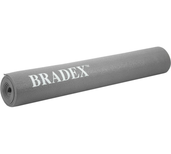 Коврик для йоги и фитнеса BRADEX 190х61х0.5 см, серый с переноской SF 0695