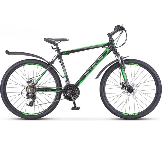 Велосипед STELS Navigator-620 MD 26" V010, размер рамы 19", чёрный/зелёный/антрацит LU074392