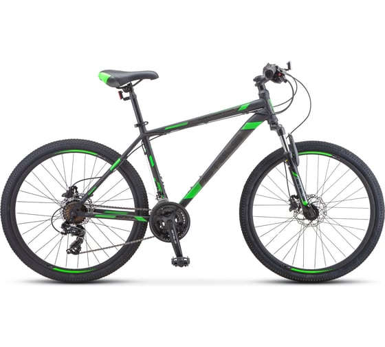Велосипед STELS Navigator-500 D 26" F010, размер рамы 18", чёрный/зелёный LU084374