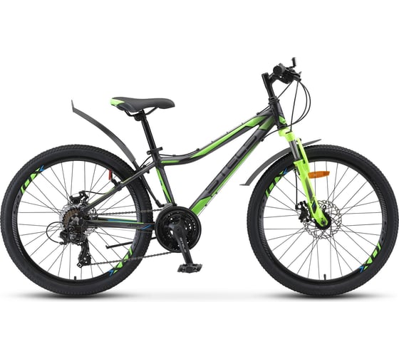 Велосипед STELS Navigator-450 MD 24" V020, размер рамы 13", чёрный/зелёный LU079443
