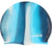 Шапочка плавательная Larsen SC силикон, синий/белый 4690222172515