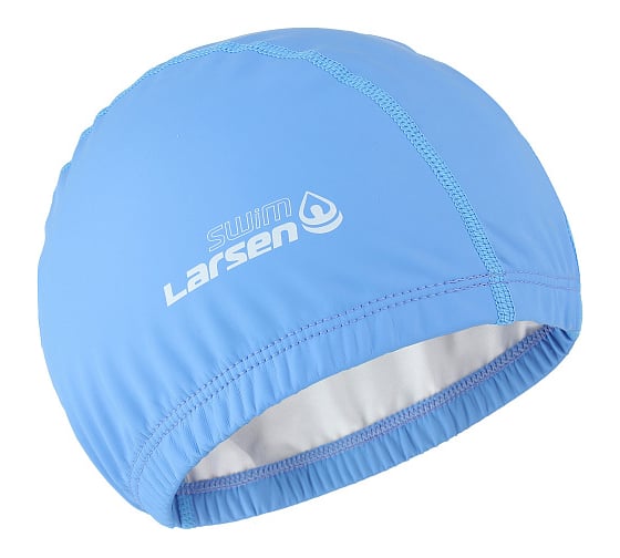 Шапочка плавательная Larsen Swim PU100 голубая 4690222181043