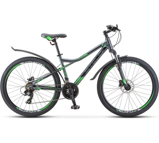 Велосипед STELS Navigator-610 D 26" V010, размер рамы 16", антрацитовый/зелёный LU083735