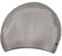 Силиконовая шапочка для плавания INDIGO, длинные волосы, рифленая, серый 701 SC