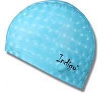 Шапочка для плавания INDIGO, ткань прорезиненная с эффектом 3D IN047 голубой