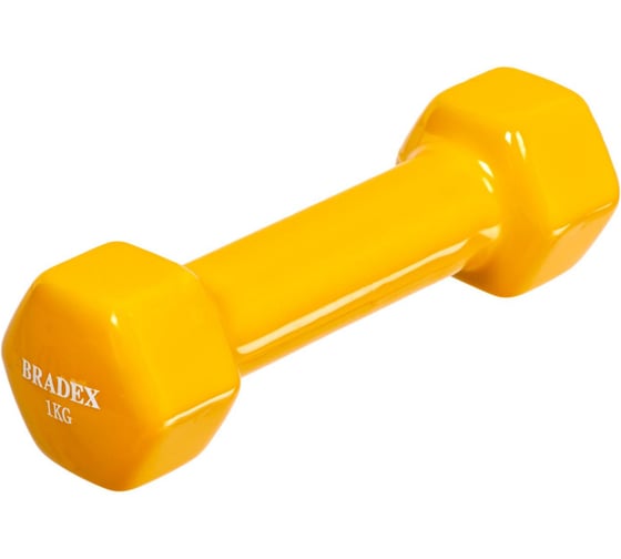Обрезиненная гантель BRADEX желтая, 1 кг SF 0533 1