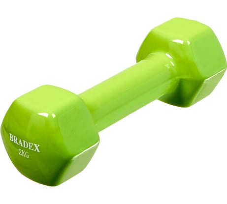 Обрезиненная гантель BRADEX салатовая, 2 кг SF 0535