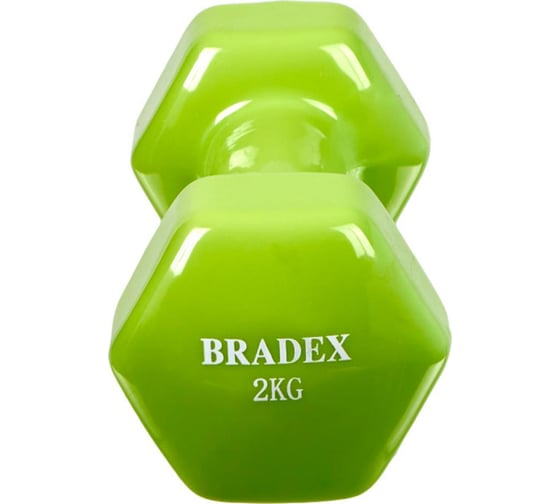Обрезиненная гантель BRADEX салатовая, 2 кг SF 0535