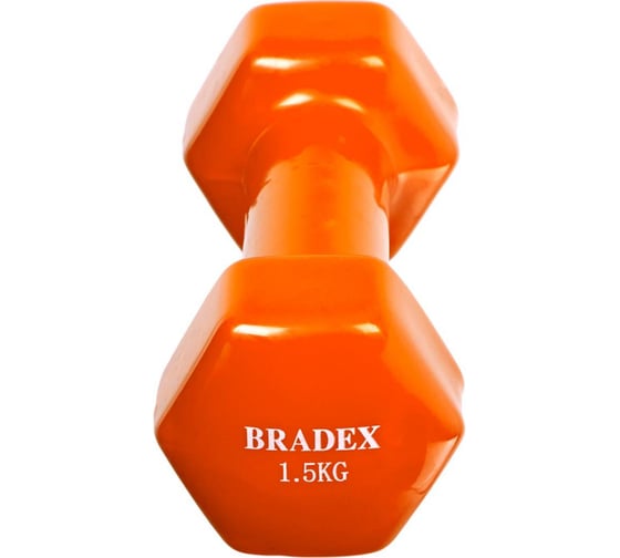 Обрезиненная гантель BRADEX оранжевая, 1,5 кг SF 0534