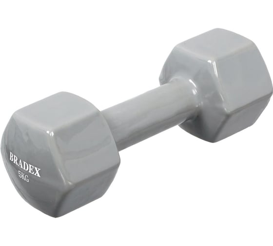 Обрезиненная гантель BRADEX серая, 5 кг SF 0538 1