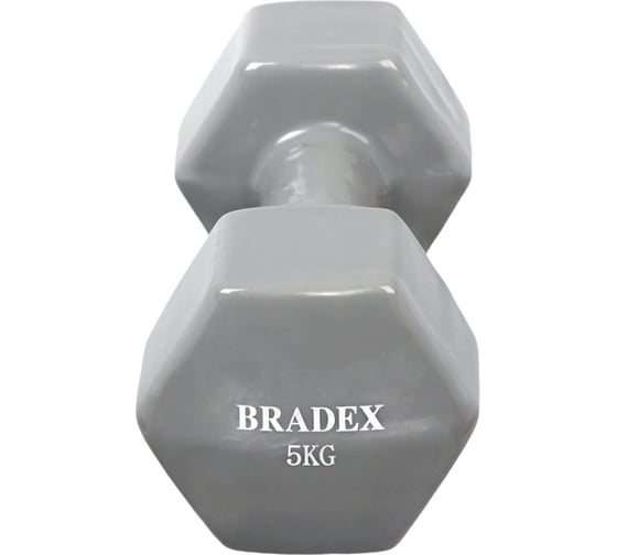 Обрезиненная гантель BRADEX серая, 5 кг SF 0538