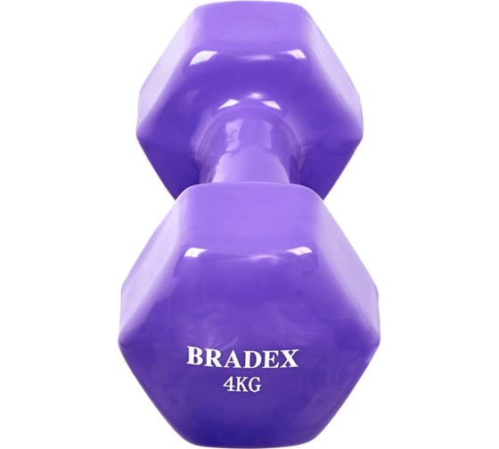Обрезиненная гантель BRADEX фиолетовая, 4 кг SF 0537