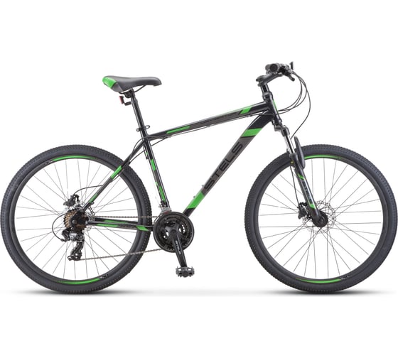 Велосипед STELS Navigator-700 MD 27.5" F010, размер рамы 21", чёрный/зелёный LU080658