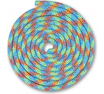 Скакалка для художественной гимнастики INDIGO SM-122 Голубо-кораллово-лимонно-серебристый