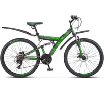 Велосипед STELS Focus MD 26" 21-sp V010, размер рамы 18", чёрный/зелёный LU073824