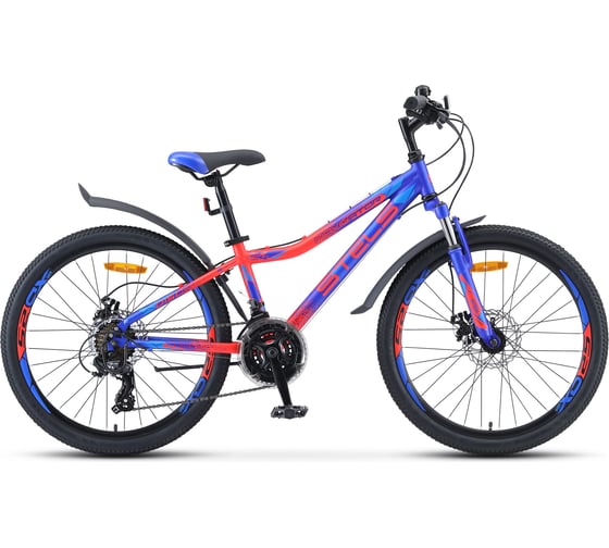 Велосипед STELS Navigator-410 MD 24" 21-sp V010, размер рамы 12", синий/неоновый красный LU082933