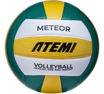 Мяч волейбольный ATEMI METEOR (N), синтетическая кожа PVC, зеленый/желтый/белый, 18 п, клееный, 65-67 см 00-00009835