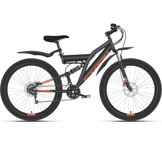 Велосипед STARK Jumper 27.1 FS D, 2021 г, чёрный/оранжевый, размер рамы 16", HD00000660