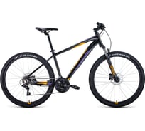 Велосипед FORWARD APACHE 27.5 3.2 disc 27.5, 21 скорость, рост 21, черный/оранжевый RBKW1M37G059