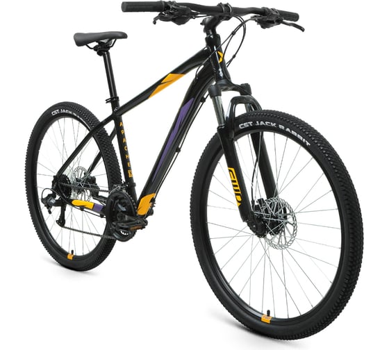 Велосипед FORWARD APACHE 27.5 3.2 disc 27.5, 21 скорость, рост 21, черный/оранжевый RBKW1M37G059