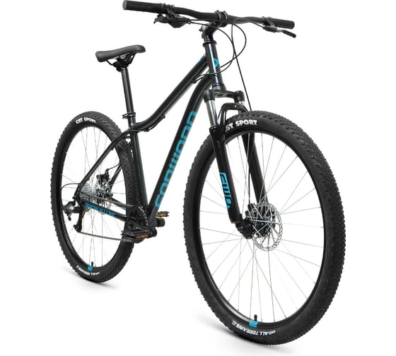 Велосипед FORWARD SPORTING 29 2.2 disc 29, 8 скоростей, рост 19, черный/бирюзовый RBKW1M19G016