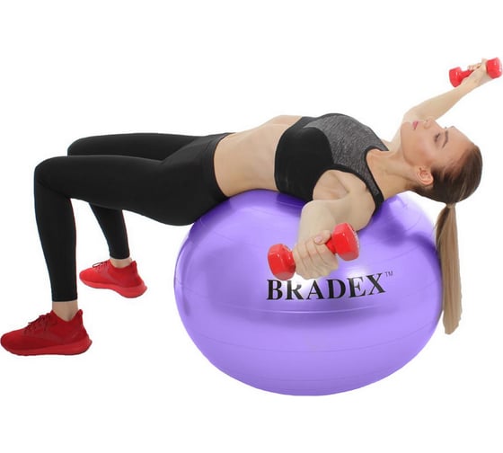 Мяч для фитнеса BRADEX ФИТБОЛ-65 SF 0718, с насосом, фиолетовый