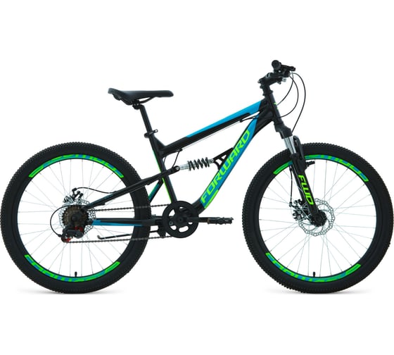 Велосипед FORWARD RAPTOR 24 2.0 disc, рост 15, черный/бирюзовый RBKW1F146003 1