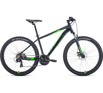 Велосипед FORWARD APACHE 27.5 2.2 S disc 27.5, 21 скорость, рост 21, черный/матовый/ярко-зеленый RBKW1M37GS35