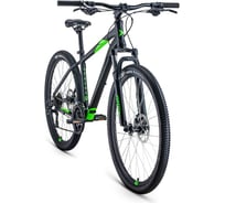 Велосипед FORWARD APACHE 27.5 2.2 S disc 27.5, 21 скорость, рост 19, черный/матовый/ярко-зеленый RBKW1M37GS29