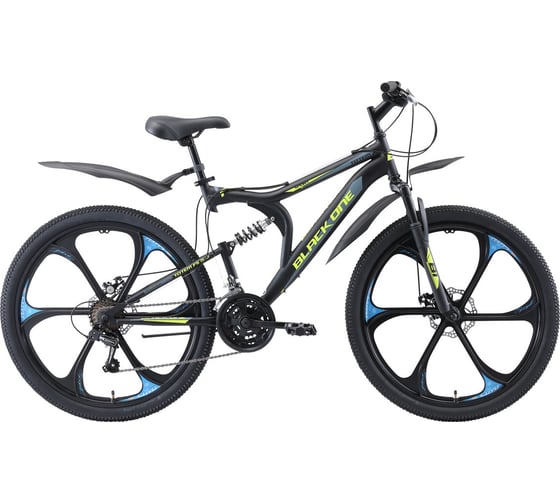 Велосипед BLACK ONE Totem FS 26 D FW черный/серый/синий, размер рамы 16" H000016517