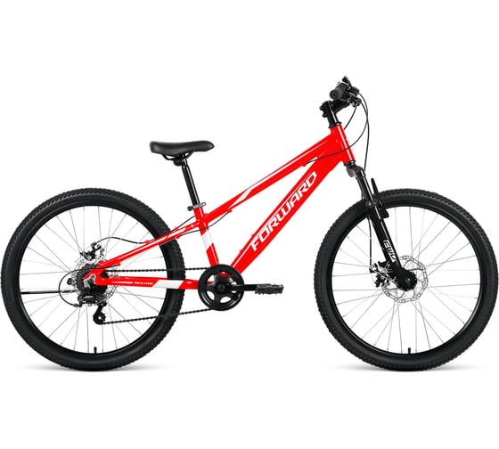Велосипед FORWARD RISE 24 2.0 disc 24, 7 скоростей, рост 11, красный/белый RBKW1J347010