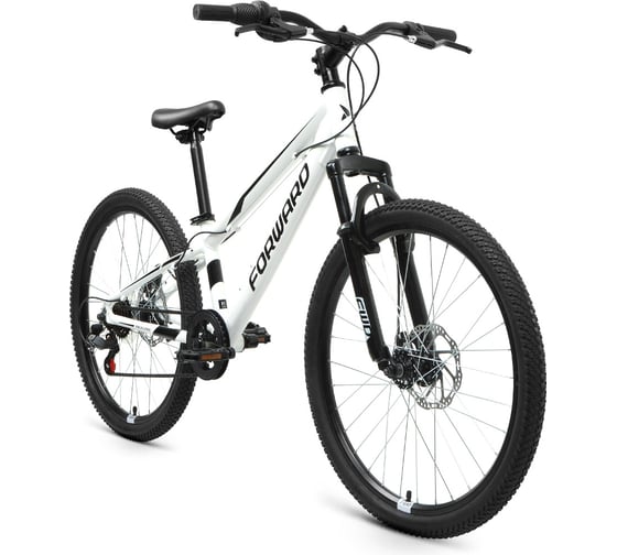 Велосипед FORWARD RISE 24 2.0 disc 24, 7 скоростей, рост 11, белый/черный RBKW1J347020