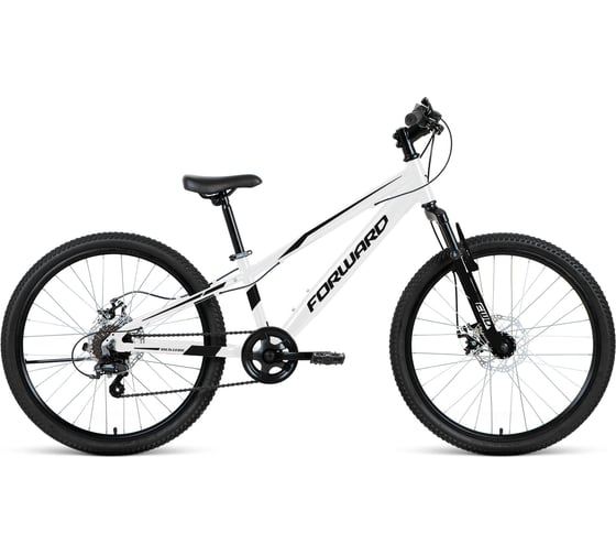 Велосипед FORWARD RISE 24 2.0 disc 24, 7 скоростей, рост 11, белый/черный RBKW1J347020