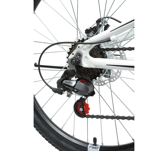 Велосипед FORWARD RISE 24 2.0 disc 24, 7 скоростей, рост 11, белый/черный RBKW1J347020