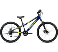 Велосипед FORWARD RISE 24 2.0 disc, 24, 7 скорость, рост 11, темно-синий/желтый RBKW1J347011