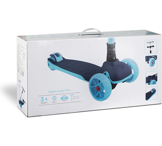 Трехколесный самокат MAXISCOO со светящимися колесами, синий Junior Plus MSC-J072002P