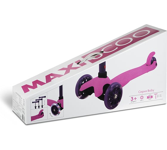 Трехколесный самокат MAXISCOO со светящимися колесами, розовый Baby MSC-B082001