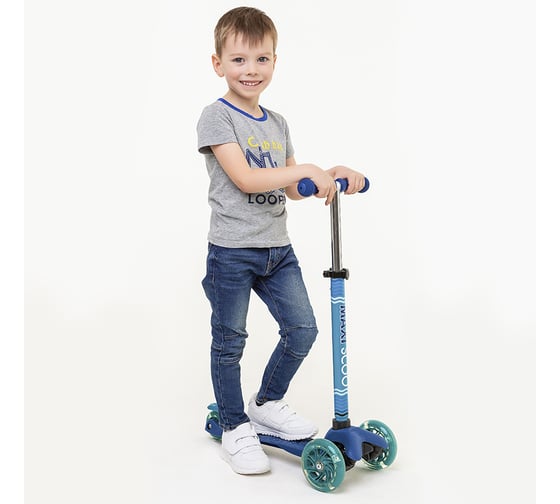 Трехколесный самокат MAXISCOO со светящимися колесами, синий Baby MSC-B082003