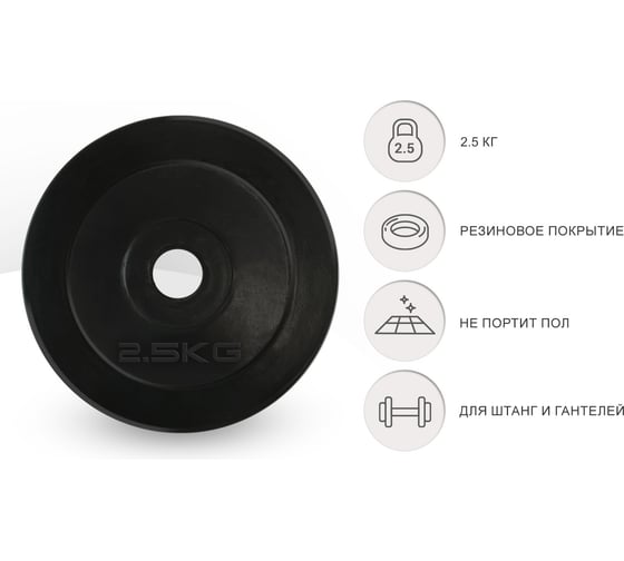 Диск обрезиненный UNIXFIT 2.5 кг, 25 мм DU2500RUB