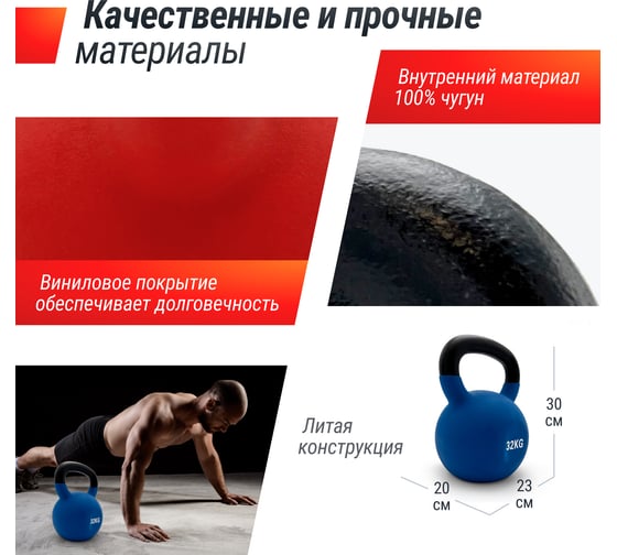 Гиря виниловая UNIXFIT 32 кг Blue KBVIN32BL