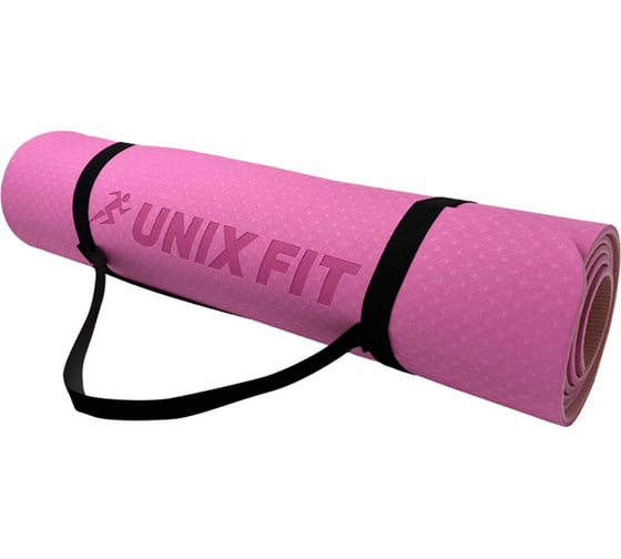 Коврик для йоги и фитнеса UNIXFIT двусторонний, 180x61x0,6 см, двуцветный, розовый YMU6MMPK 1
