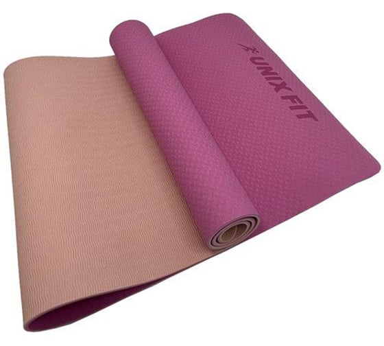 Коврик для йоги и фитнеса UNIXFIT двусторонний, 180x61x0,6 см, двуцветный, розовый YMU6MMPK
