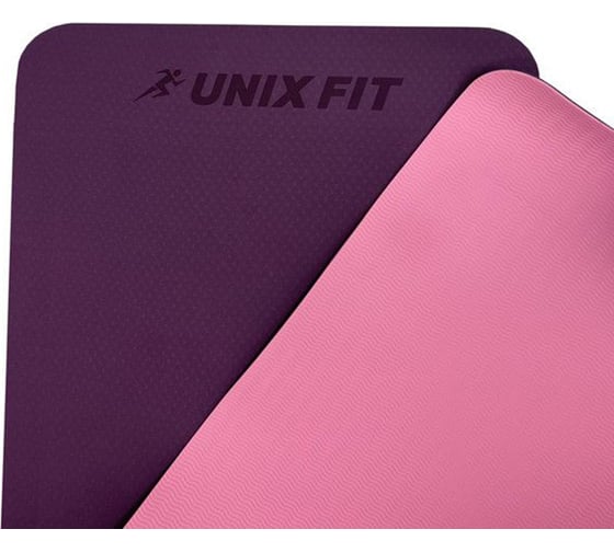 Коврик для йоги и фитнеса UNIXFIT двусторонний, 180x61x0,6 см, двуцветный, фиолетовый YMU6MMVT