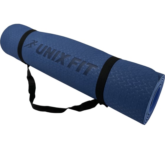 Коврик для йоги и фитнеса UNIXFIT двусторонний, 180x61x0,8 см, двуцветный, голубой YMU8MMBE