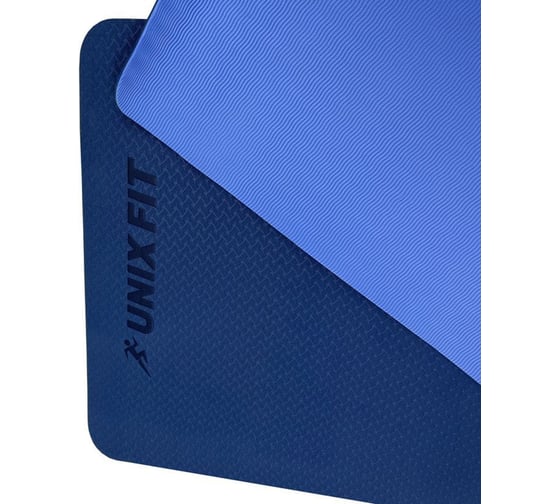 Коврик для йоги и фитнеса UNIXFIT двусторонний, 180x61x0,8 см, двуцветный, голубой YMU8MMBE