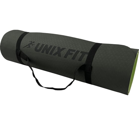 Коврик для йоги и фитнеса UNIXFIT двусторонний, 180x61x0,8 см, двуцветный, зеленый YMU8MMGN
