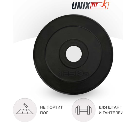 Диск обрезиненный UNIXFIT 1.25 кг, 25 мм DU1250RUB