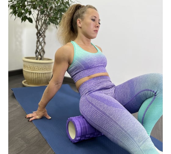 Ролик массажный для йоги и фитнеса UNIXFIT 45 см, фиолетовый FRU45CMVT